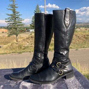 Paul Green, Black Leather Knee-High Boots, Size 9.5